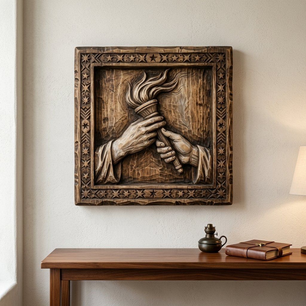 Torch of Enlightenment Unity Hands CNC Relief STL bas-relief STL — view 14