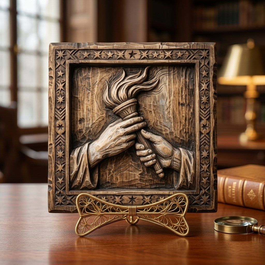 Torch of Enlightenment Unity Hands CNC Relief STL bas-relief STL — view 15