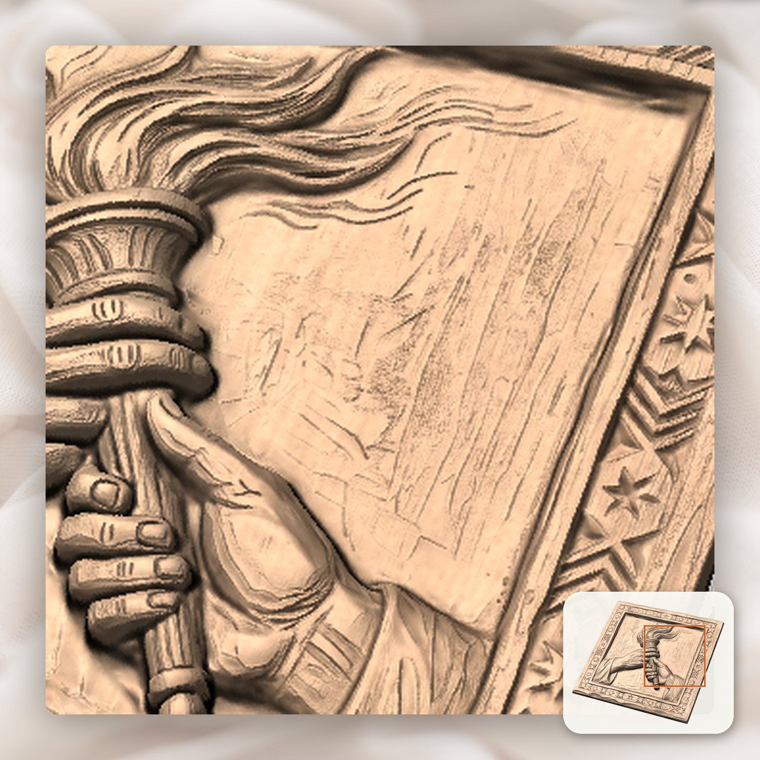 Torch of Enlightenment Unity Hands CNC Relief STL bas-relief STL — view 10