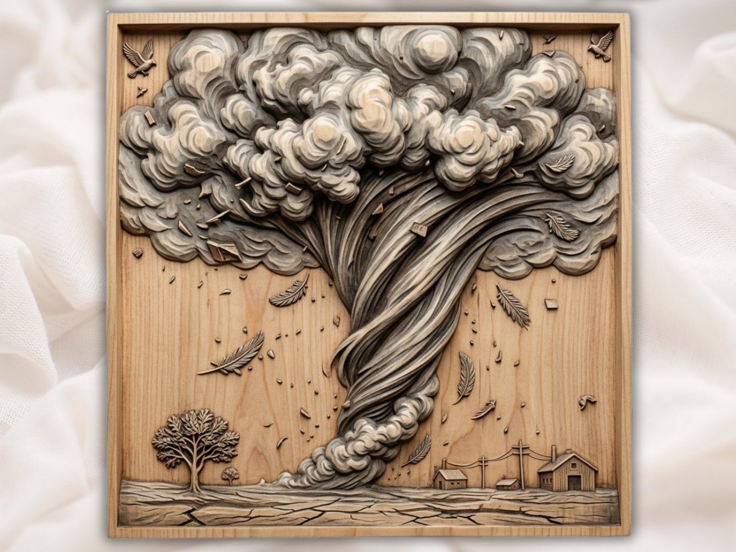 Tornado Twister Farm Storm Scene CNC Relief STL bas-relief STL — view 2