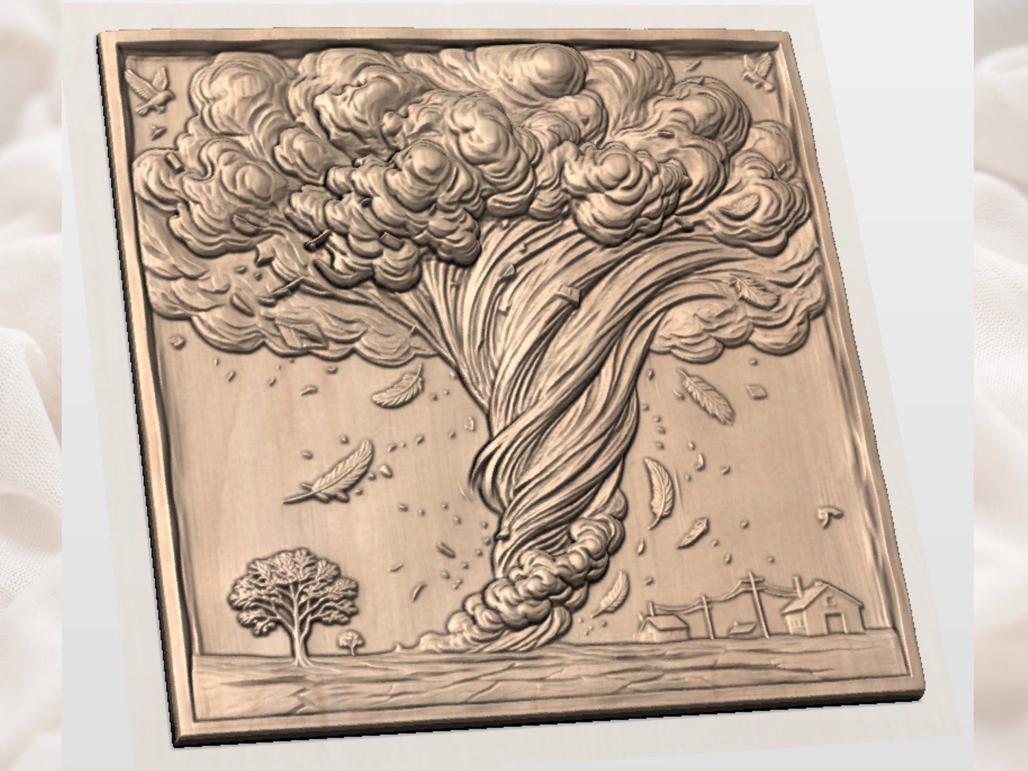 Tornado Twister Farm Storm Scene CNC Relief STL bas-relief STL — view 3