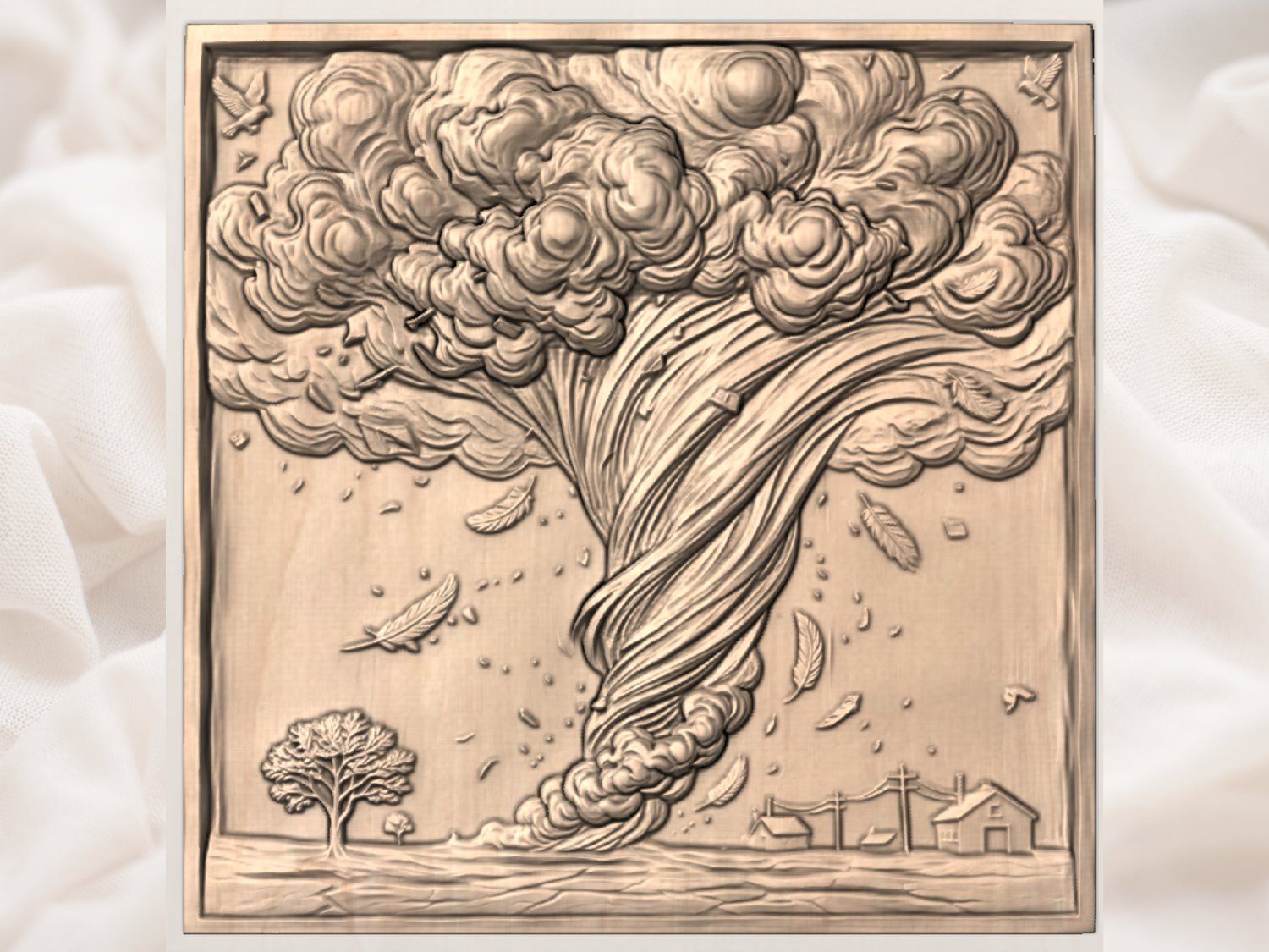 Tornado Twister Farm Storm Scene CNC Relief STL bas-relief STL — view 4