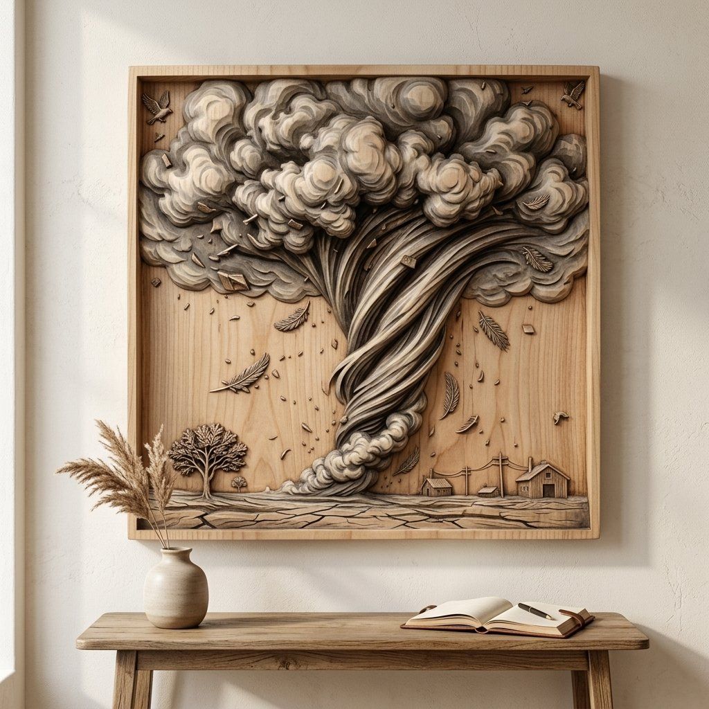 Tornado Twister Farm Storm Scene CNC Relief STL bas-relief STL — view 6
