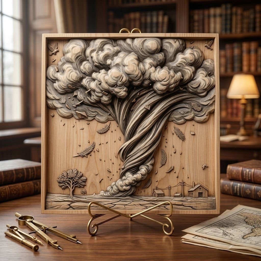 Tornado Twister Farm Storm Scene CNC Relief STL bas-relief STL — view 7