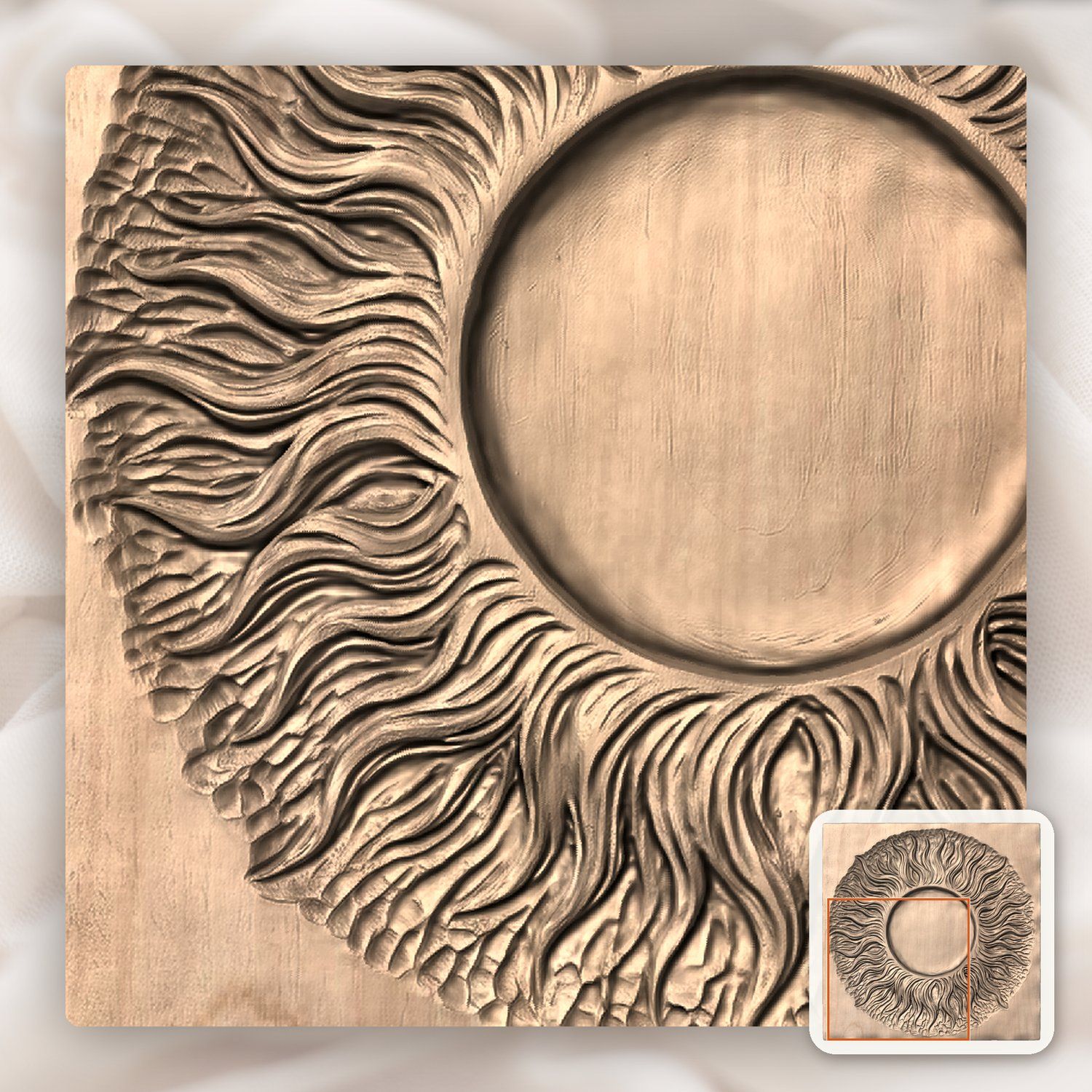 Total Solar Eclipse Sun Corona CNC Relief STL bas-relief STL — view 6