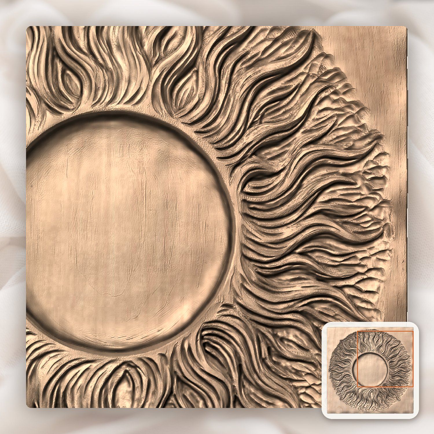 Total Solar Eclipse Sun Corona CNC Relief STL bas-relief STL — view 7