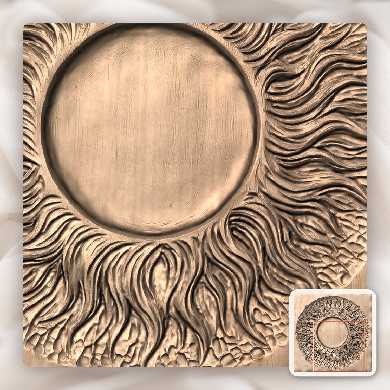 Total Solar Eclipse Sun Corona CNC Relief STL bas-relief STL — view 8