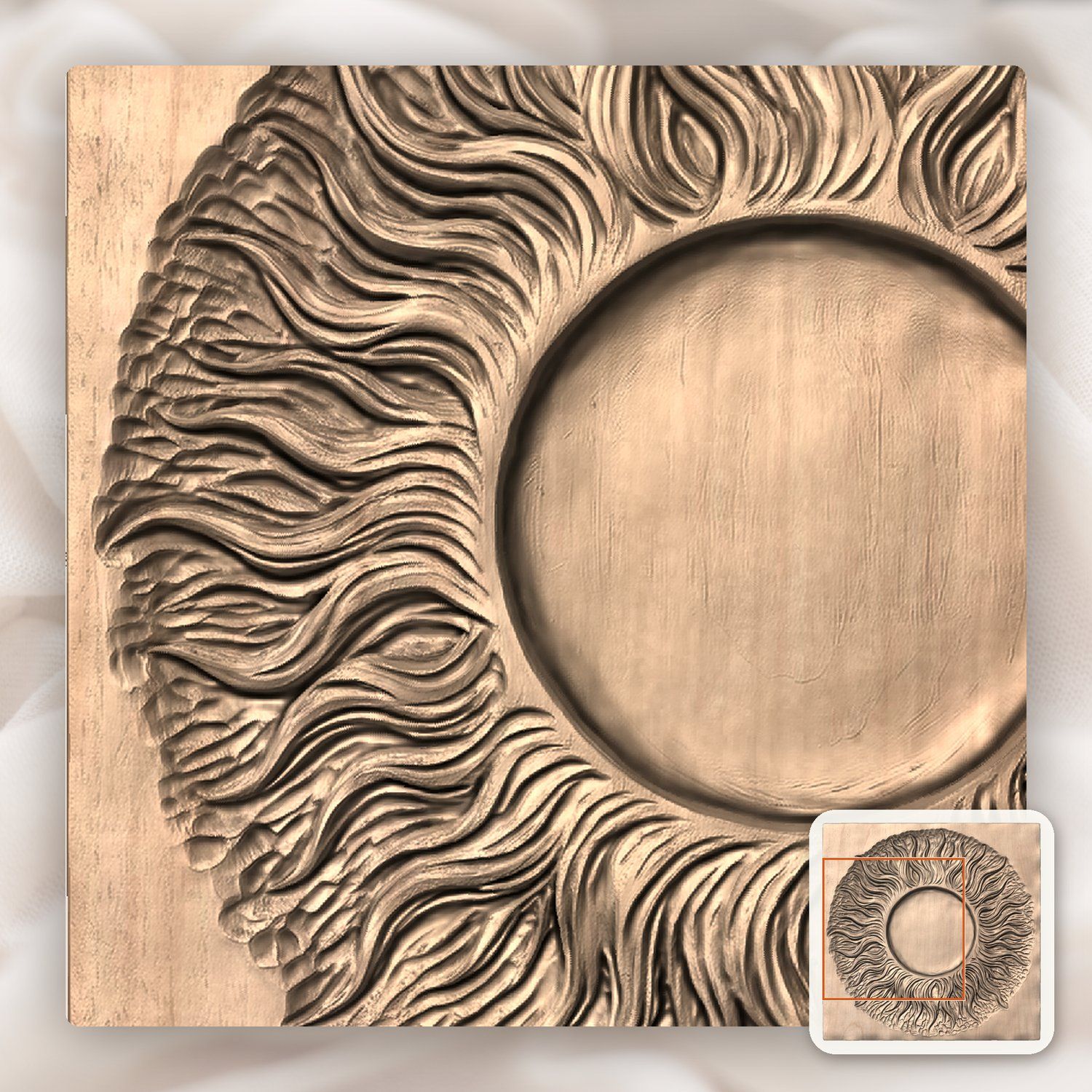 Total Solar Eclipse Sun Corona CNC Relief STL bas-relief STL — view 9
