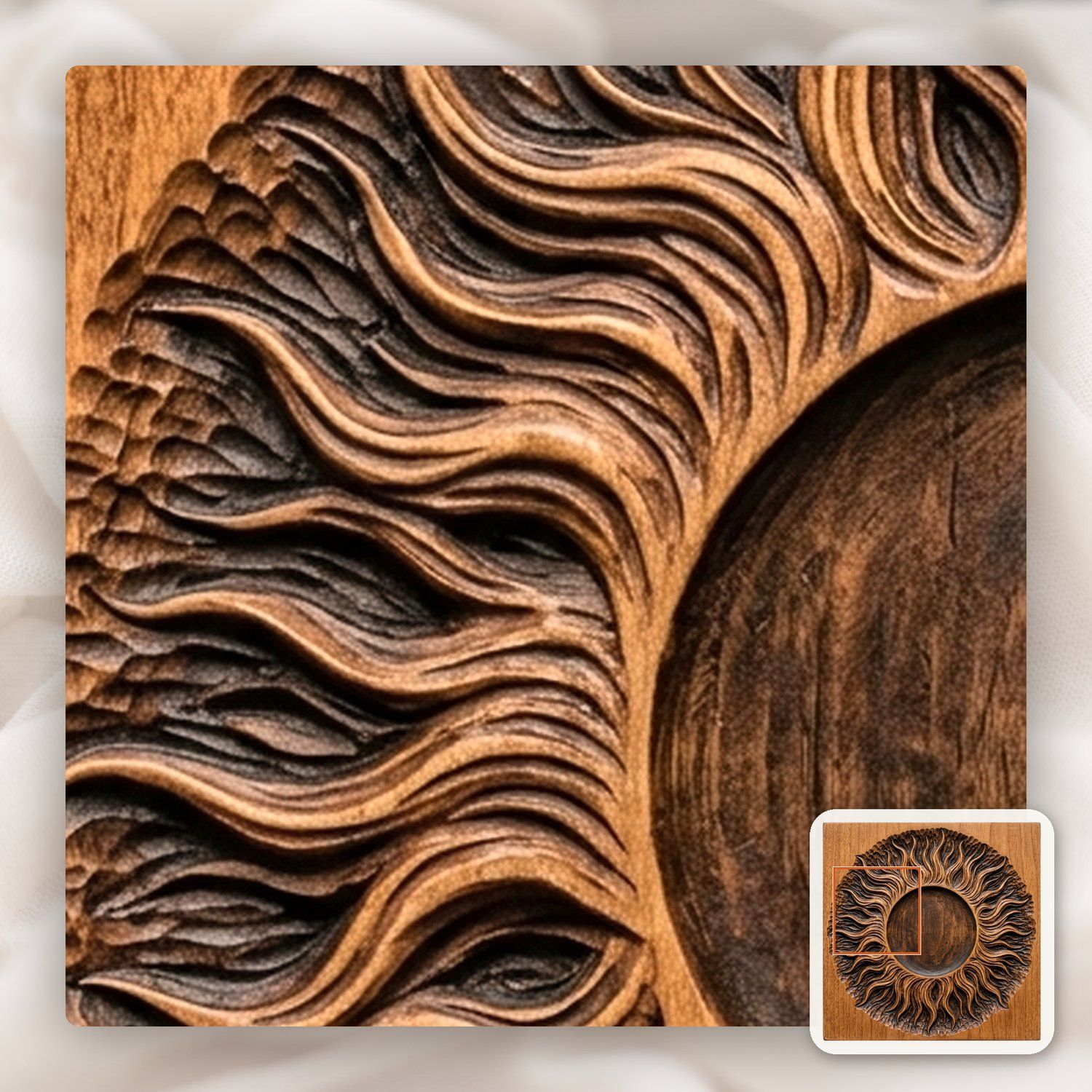 Total Solar Eclipse Sun Corona CNC Relief STL bas-relief STL — view 10