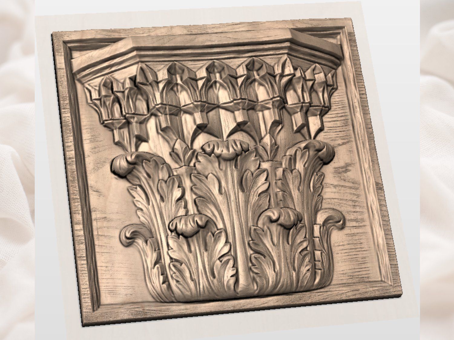 Traditional Acanthus Leaf Architectural Corbel CNC Relief STL bas-relief STL — view 3