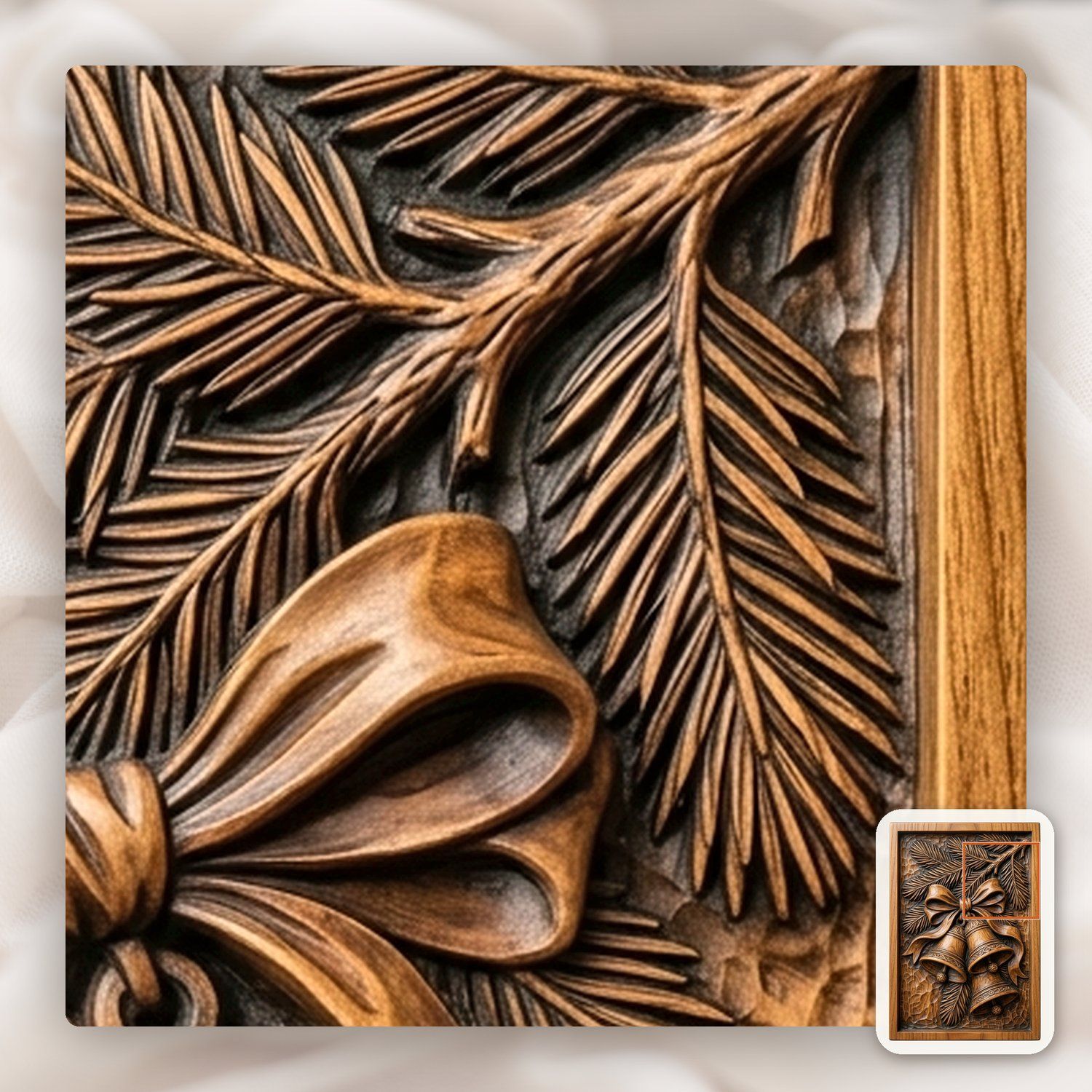 Traditional Christmas Bells Pine Branch CNC Relief STL bas-relief STL — view 13