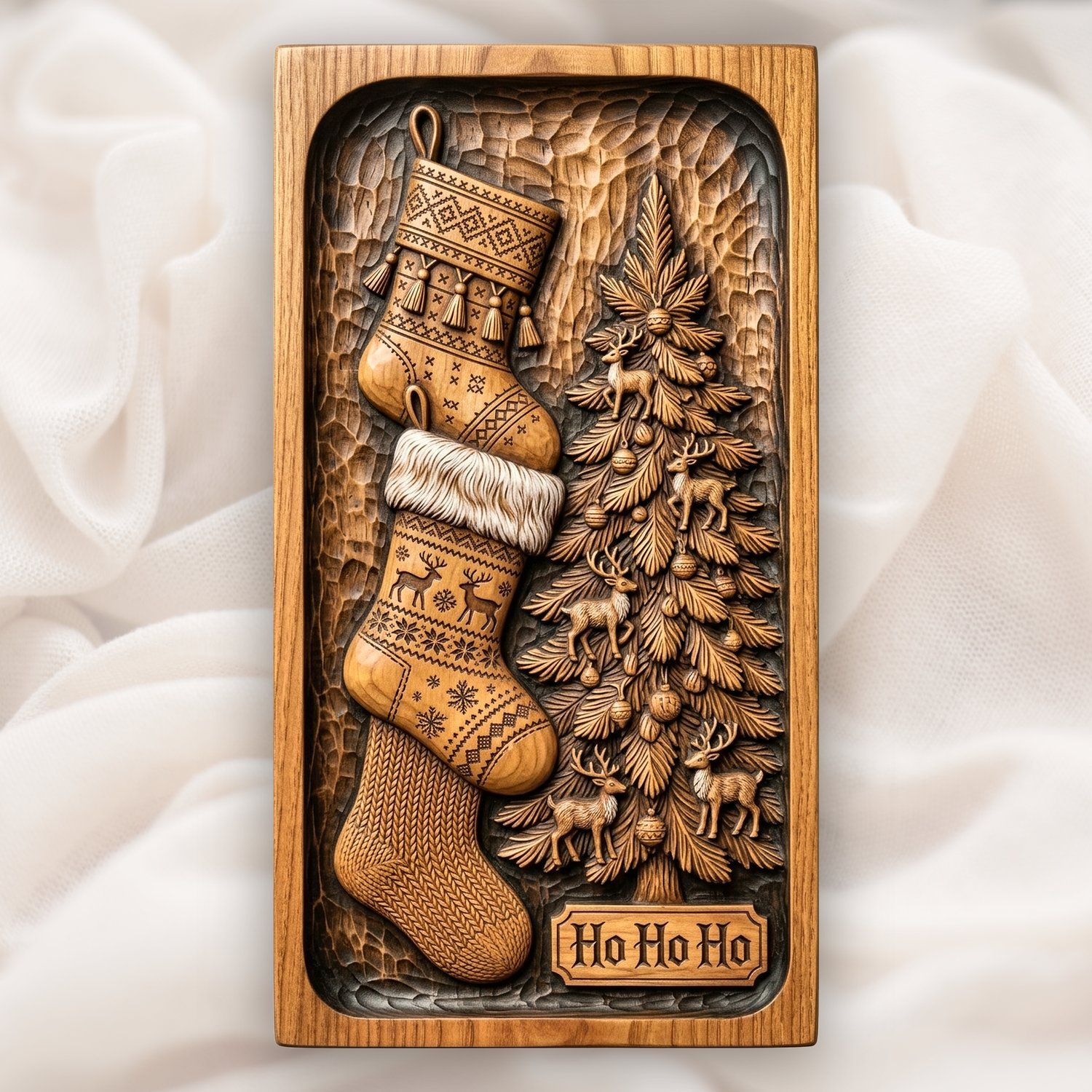 Traditional Christmas Stockings and Tree CNC Relief STL bas-relief STL design