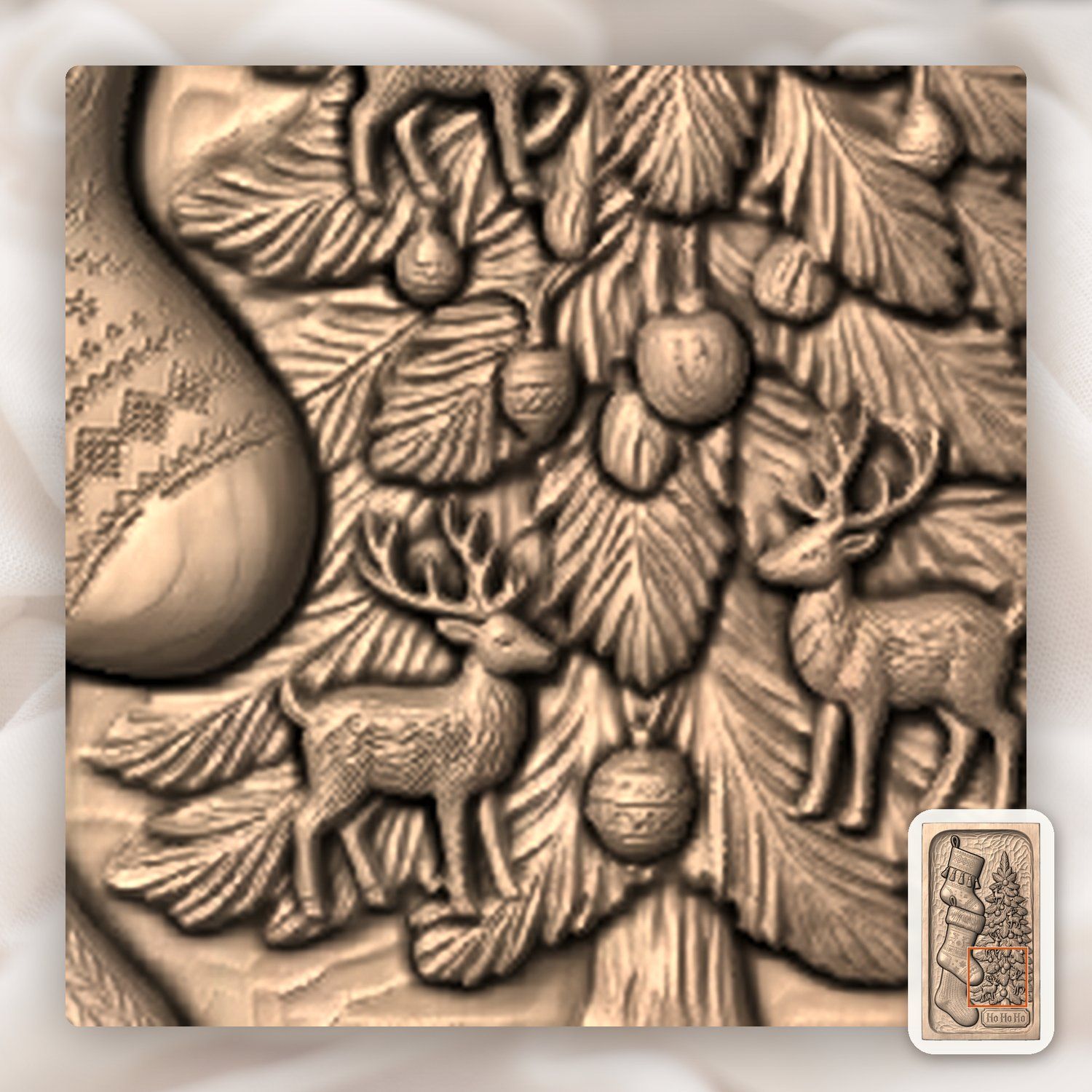 Traditional Christmas Stockings and Tree CNC Relief STL bas-relief STL — view 8