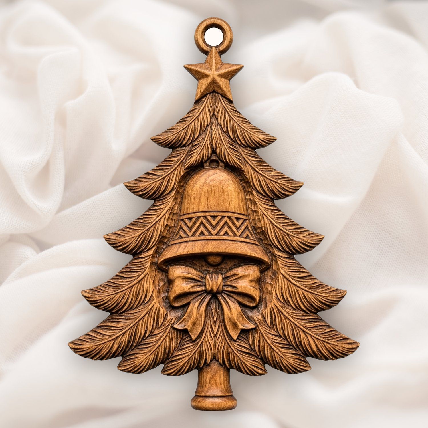 Traditional Christmas Tree Bell Ornament CNC Relief STL bas-relief STL — view 4