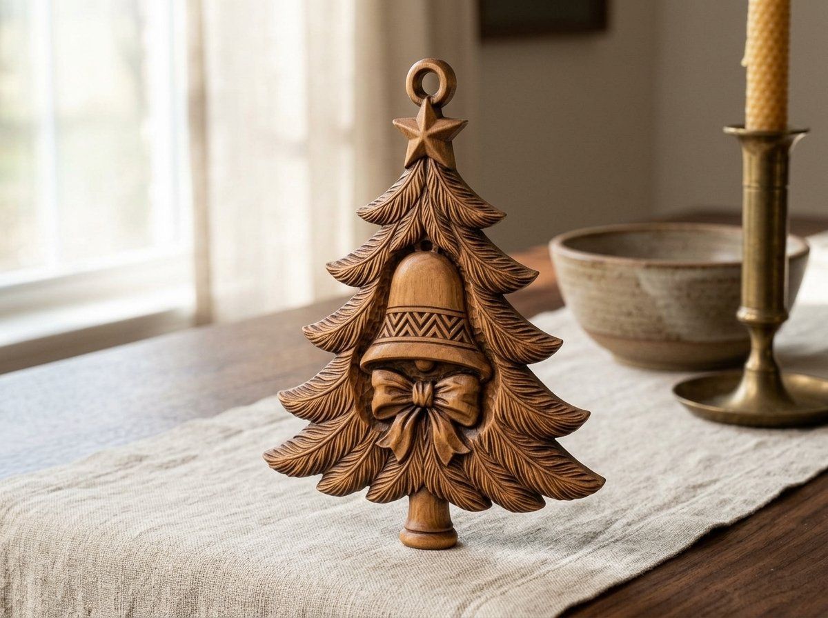 Traditional Christmas Tree Bell Ornament CNC Relief STL bas-relief STL — view 13