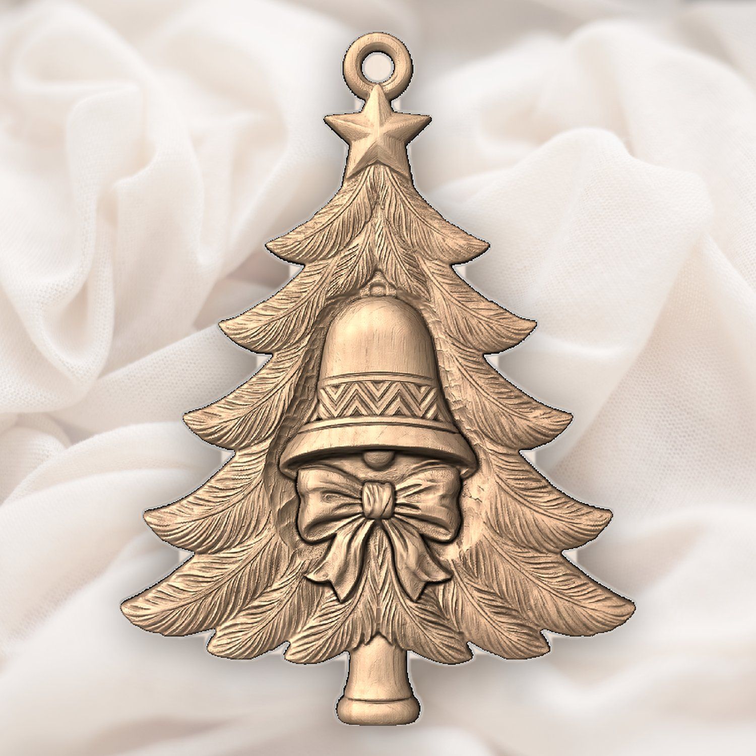 Traditional Christmas Tree Bell Ornament CNC Relief STL bas-relief STL — view 5