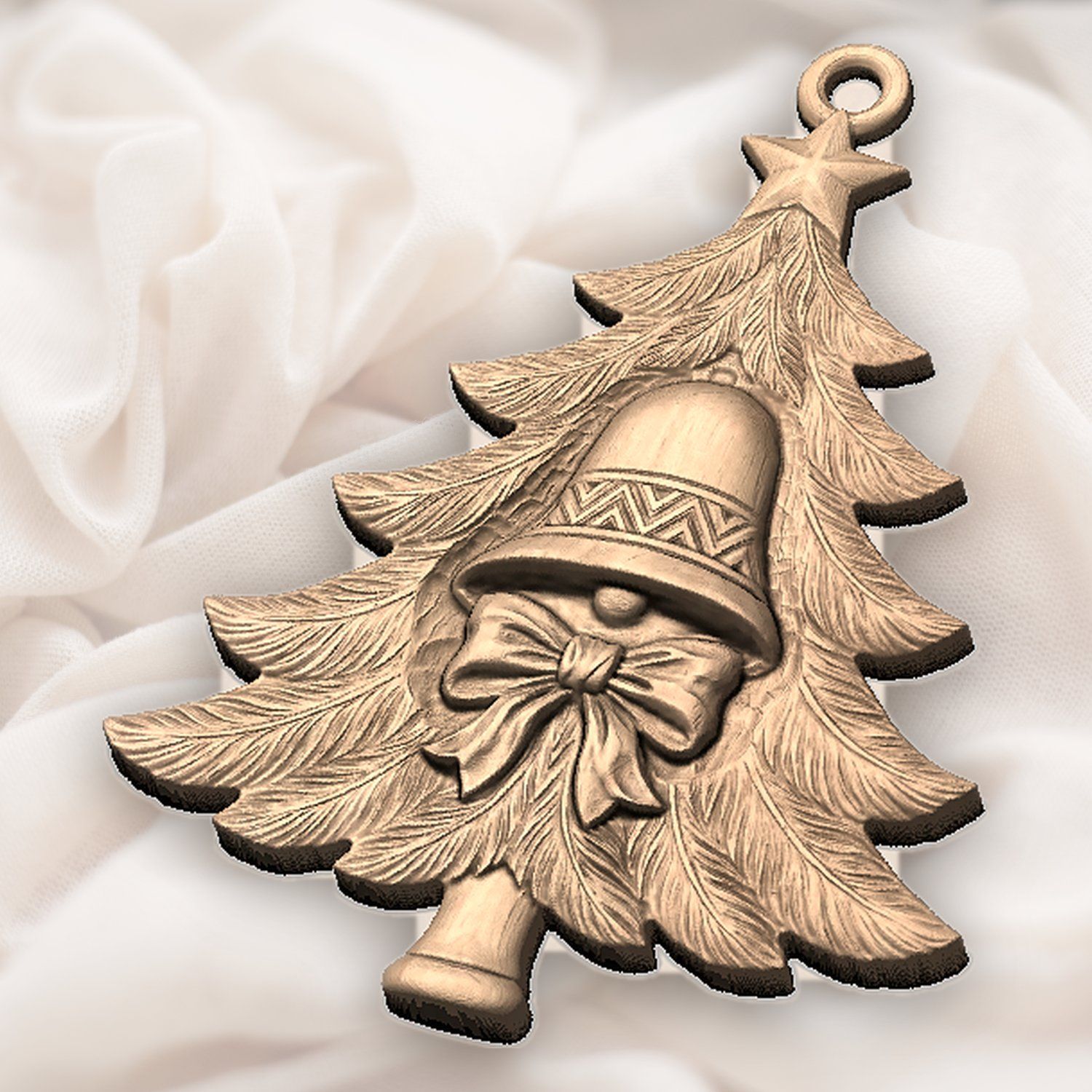 Traditional Christmas Tree Bell Ornament CNC Relief STL bas-relief STL — view 6