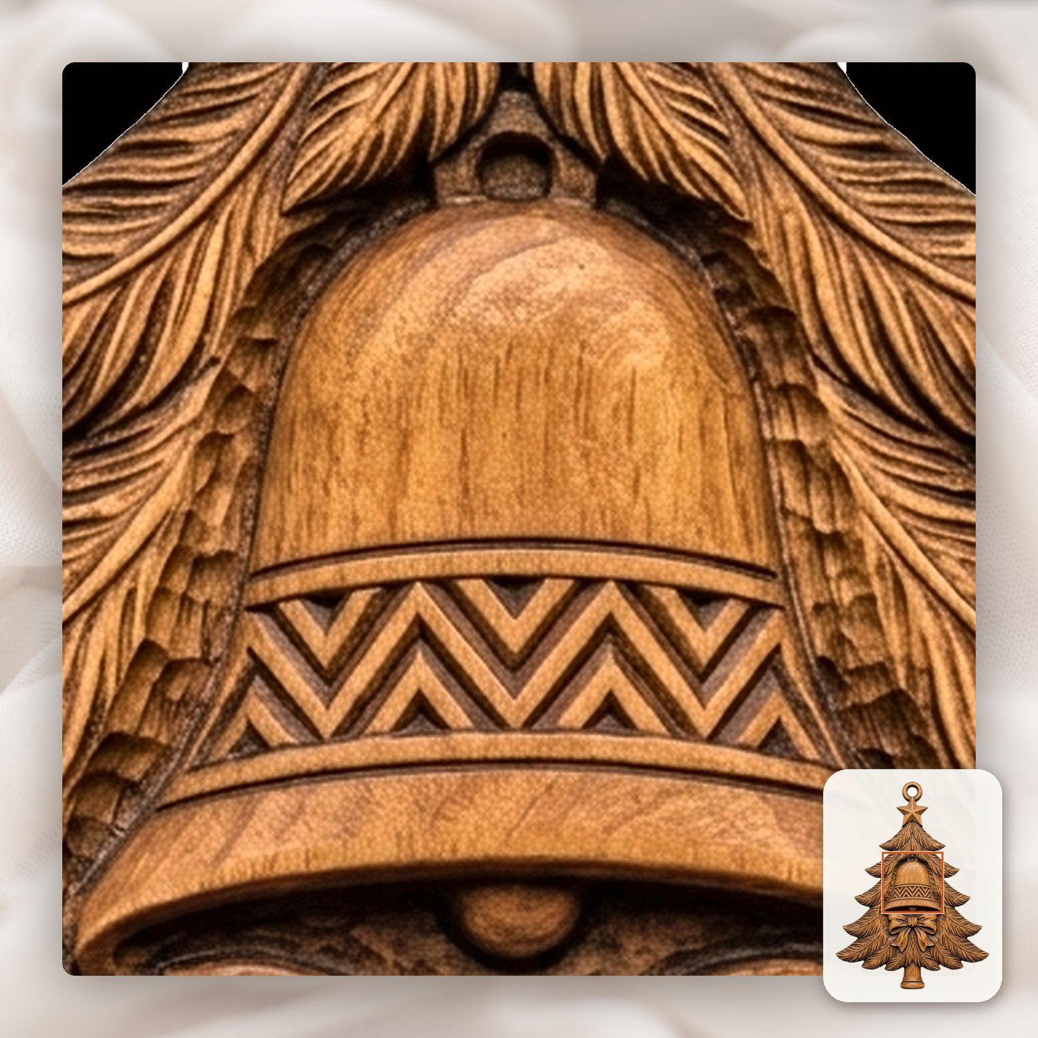 Traditional Christmas Tree Bell Ornament CNC Relief STL bas-relief STL — view 11