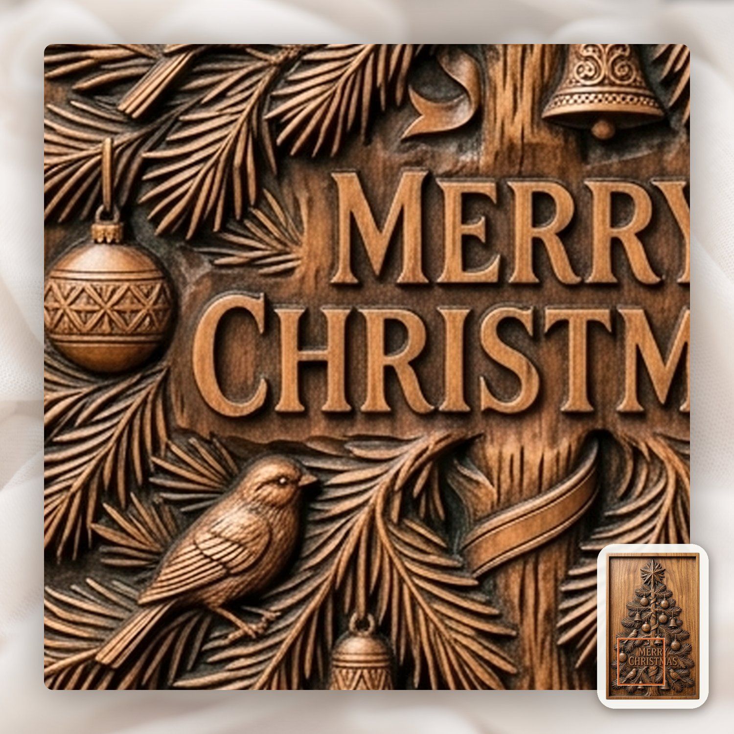 Traditional Christmas Tree Wall Decor CNC Relief STL bas-relief STL — view 13