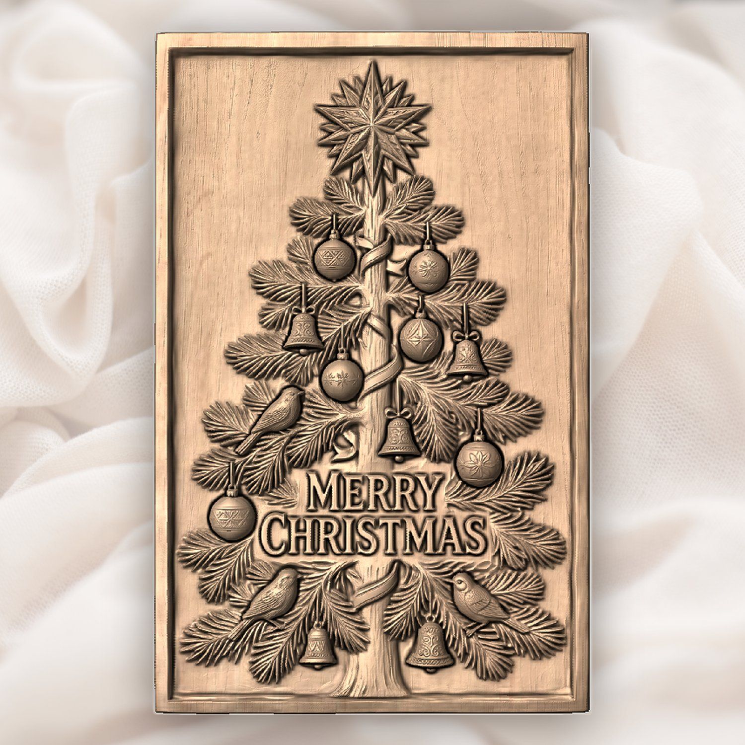 Traditional Christmas Tree Wall Decor CNC Relief STL bas-relief STL — view 4