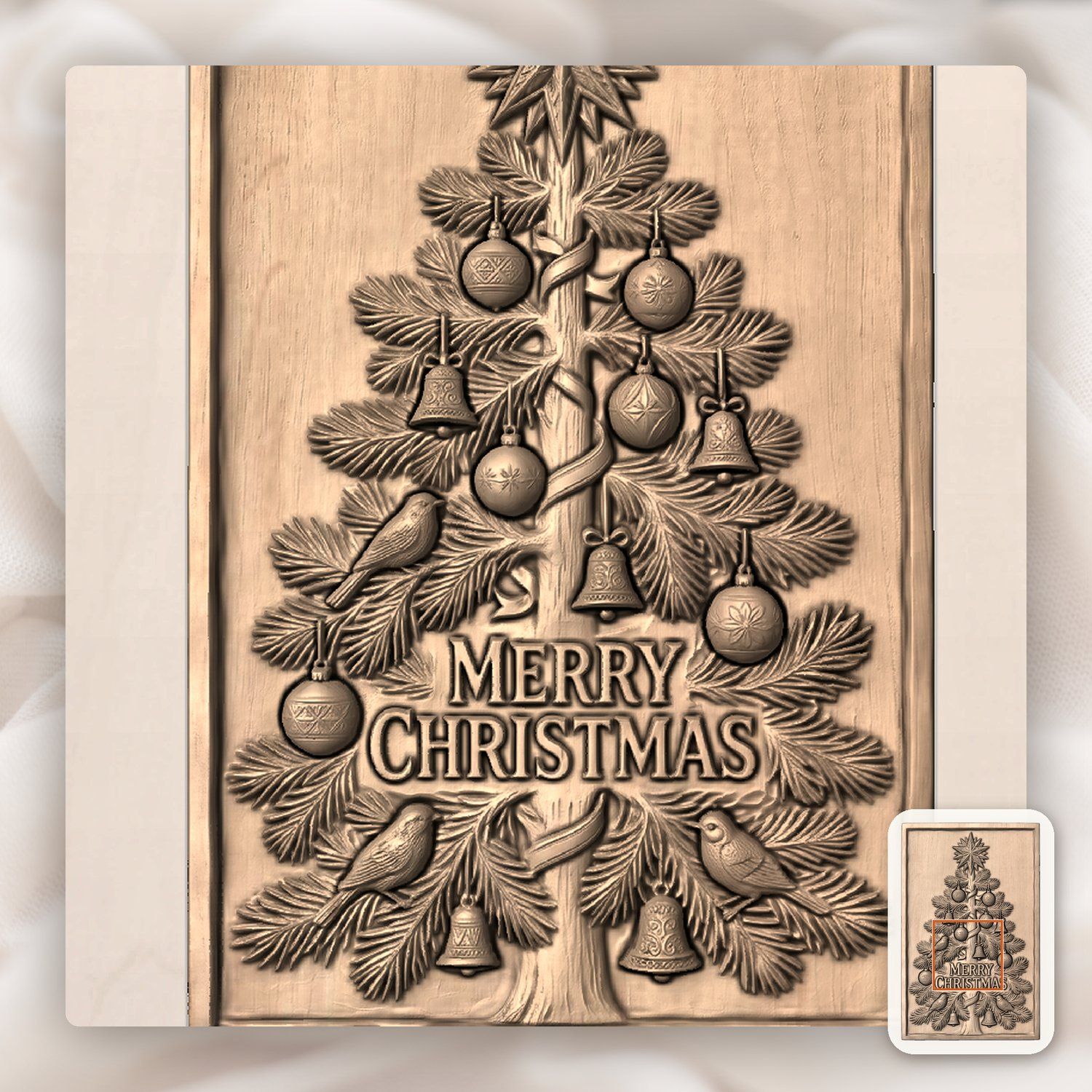 Traditional Christmas Tree Wall Decor CNC Relief STL bas-relief STL — view 6