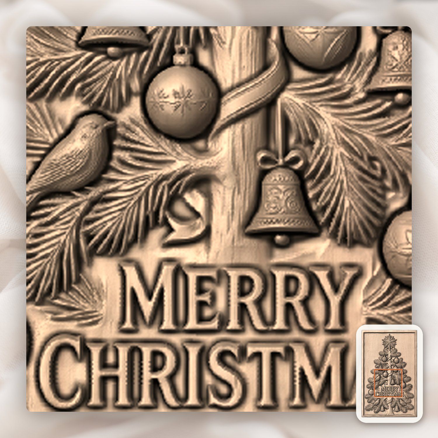 Traditional Christmas Tree Wall Decor CNC Relief STL bas-relief STL — view 7