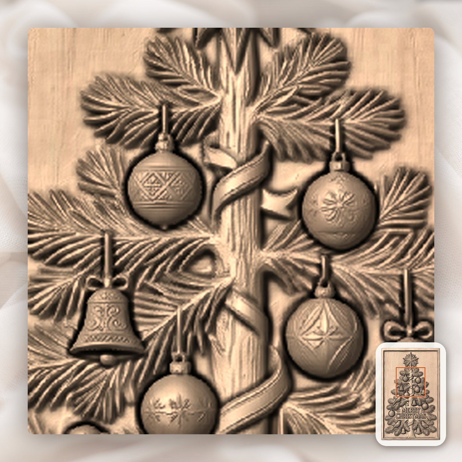 Traditional Christmas Tree Wall Decor CNC Relief STL bas-relief STL — view 8