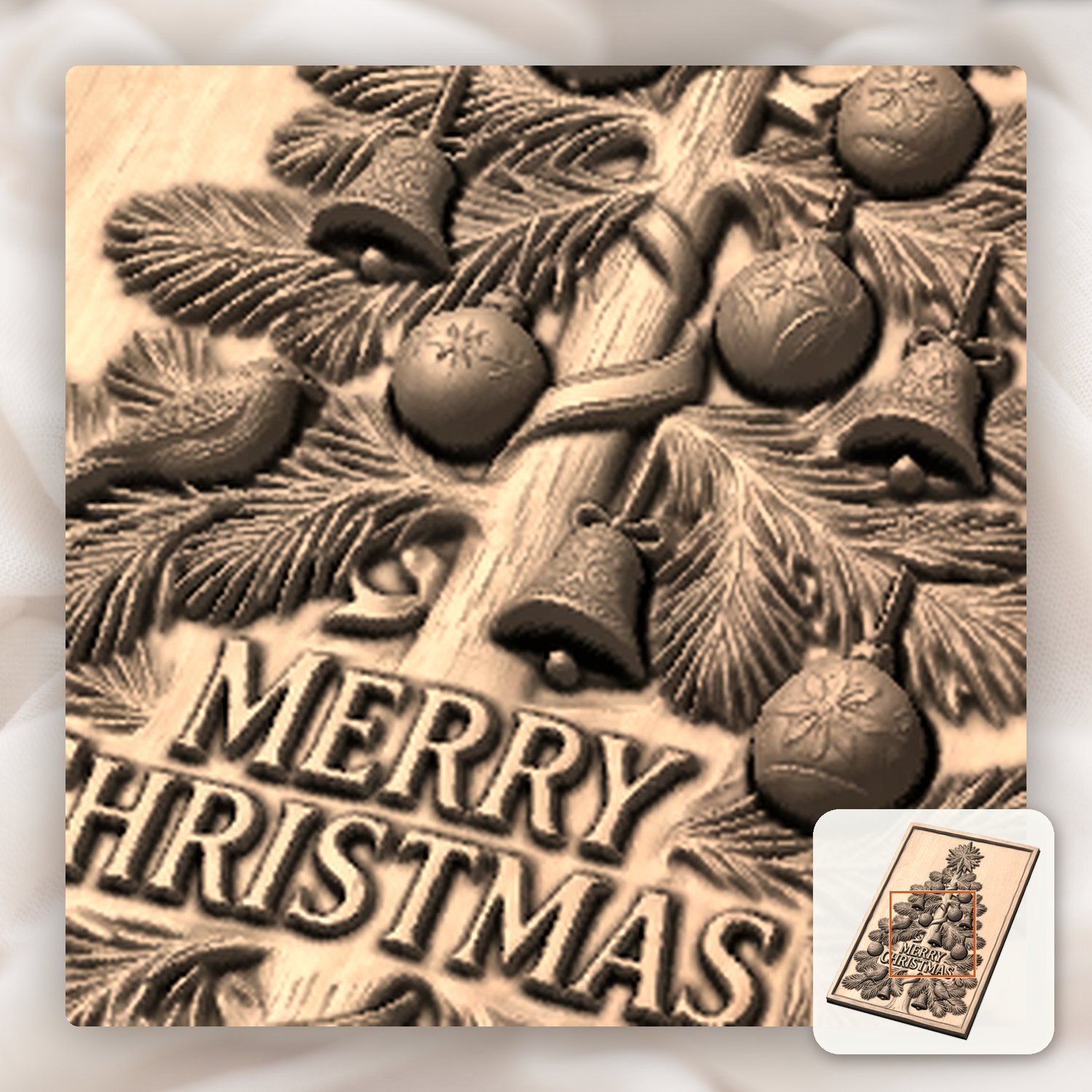 Traditional Christmas Tree Wall Decor CNC Relief STL bas-relief STL — view 9