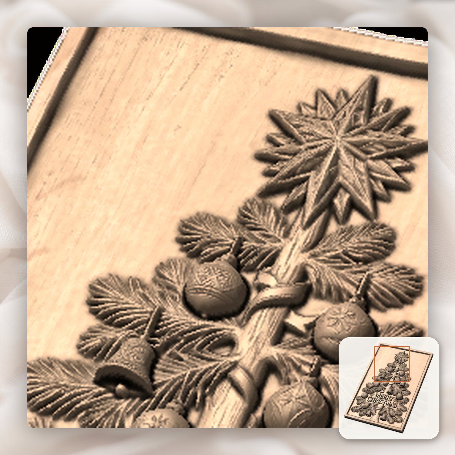 Traditional Christmas Tree Wall Decor CNC Relief STL bas-relief STL — view 10