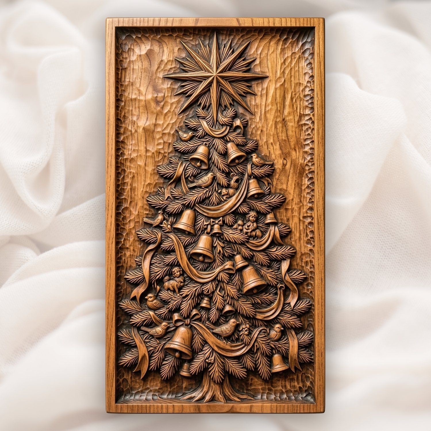 Traditional Christmas Tree with Star CNC Relief STL bas-relief STL design