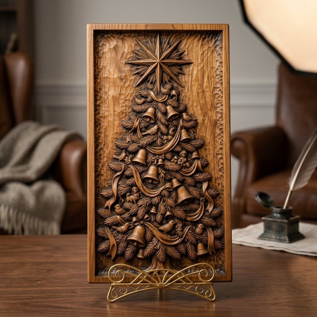 Traditional Christmas Tree with Star CNC Relief STL bas-relief STL — view 3