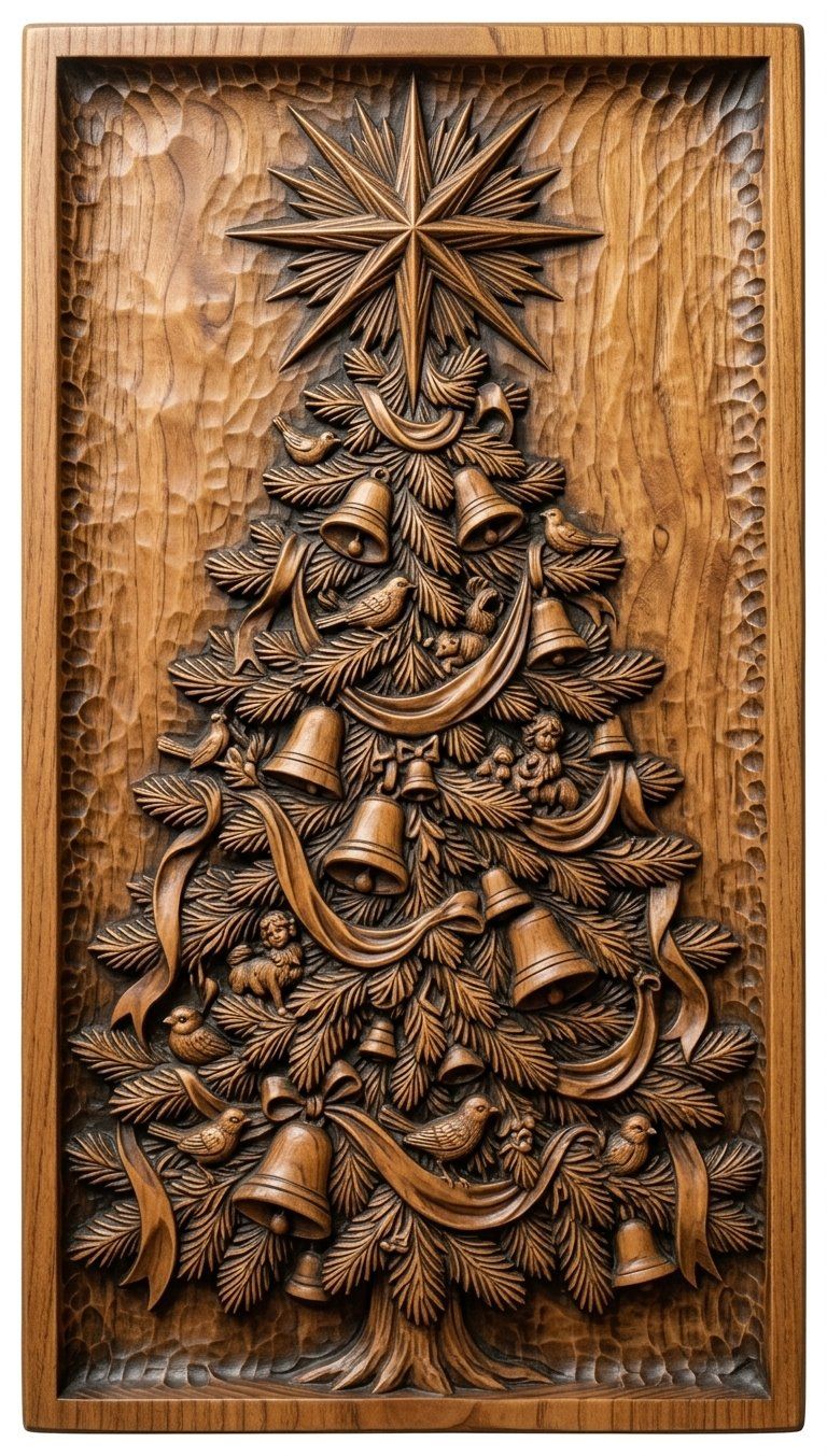 Traditional Christmas Tree with Star CNC Relief STL bas-relief STL — view 12