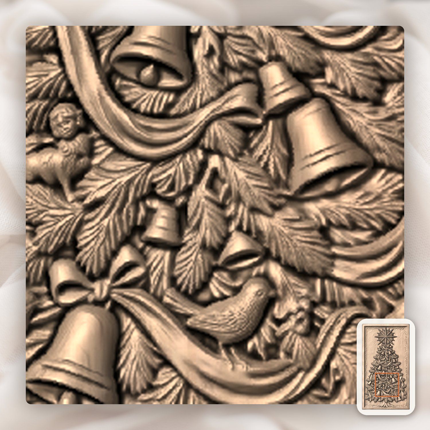 Traditional Christmas Tree with Star CNC Relief STL bas-relief STL — view 8