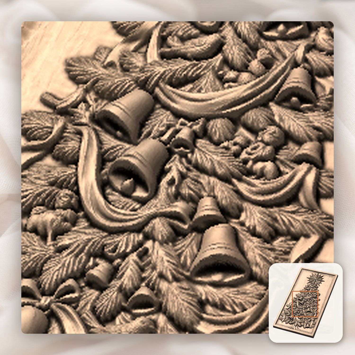 Traditional Christmas Tree with Star CNC Relief STL bas-relief STL — view 9