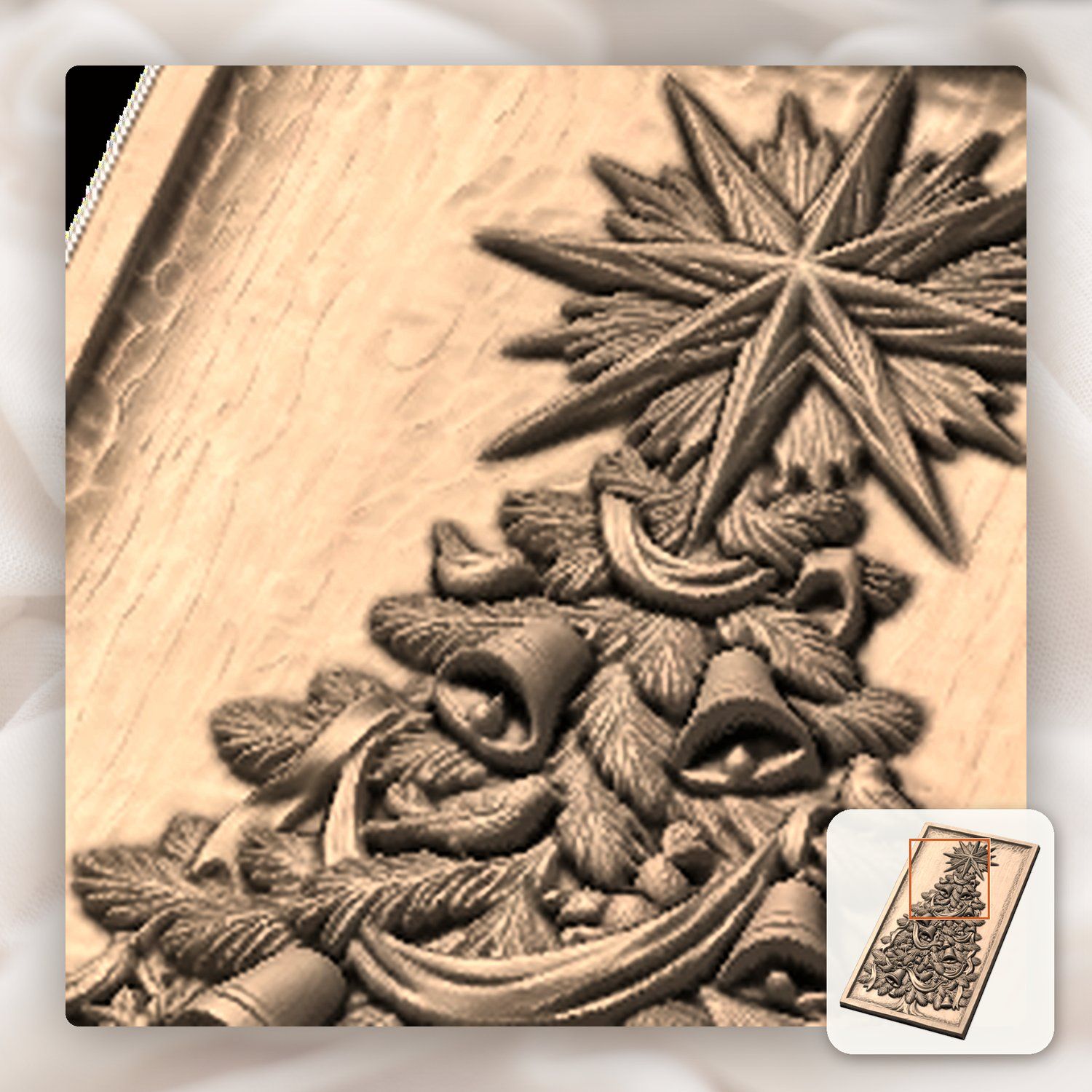 Traditional Christmas Tree with Star CNC Relief STL bas-relief STL — view 10