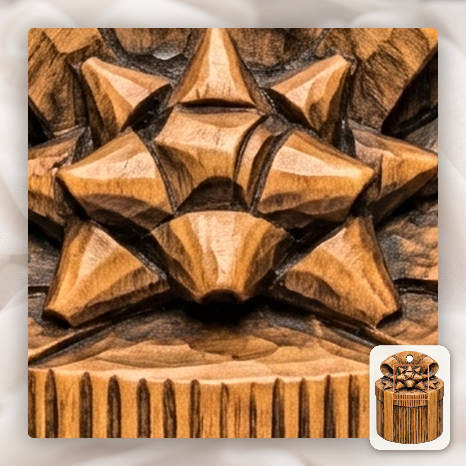 Traditional Gift Box Star Bow Ornament CNC Relief STL bas-relief STL — view 11