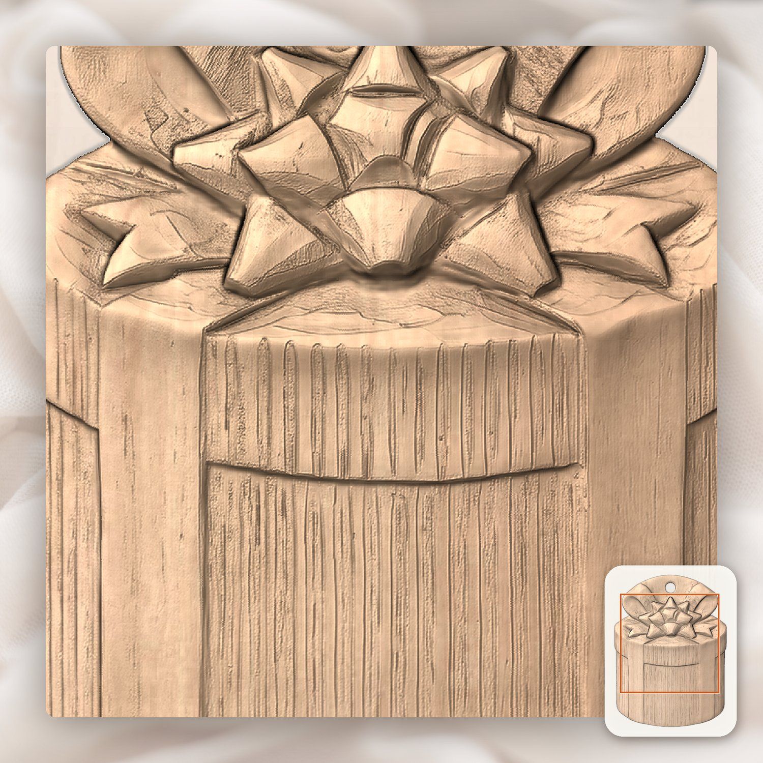 Traditional Gift Box Star Bow Ornament CNC Relief STL bas-relief STL — view 6