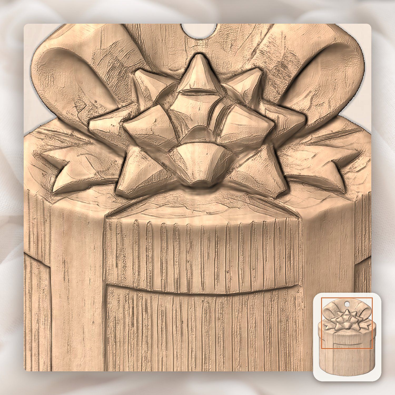 Traditional Gift Box Star Bow Ornament CNC Relief STL bas-relief STL — view 7