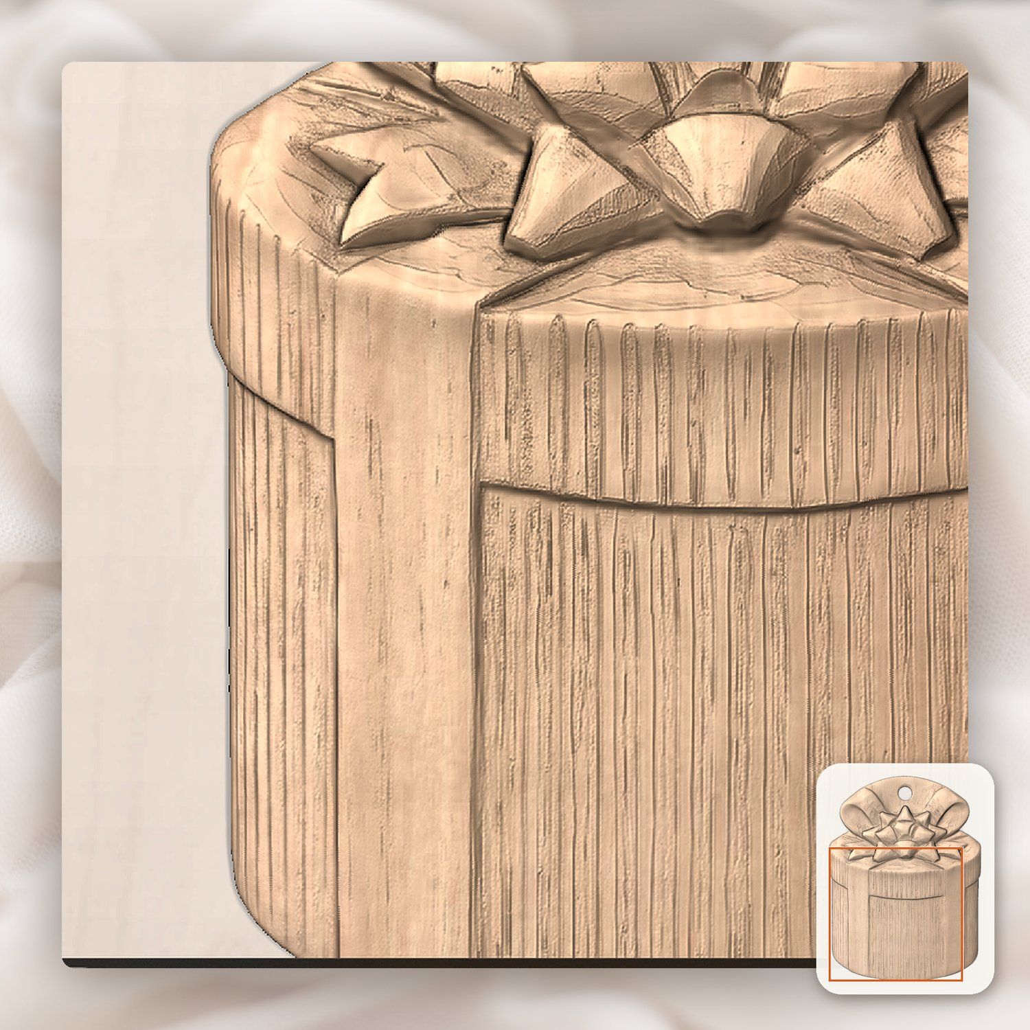 Traditional Gift Box Star Bow Ornament CNC Relief STL bas-relief STL — view 8