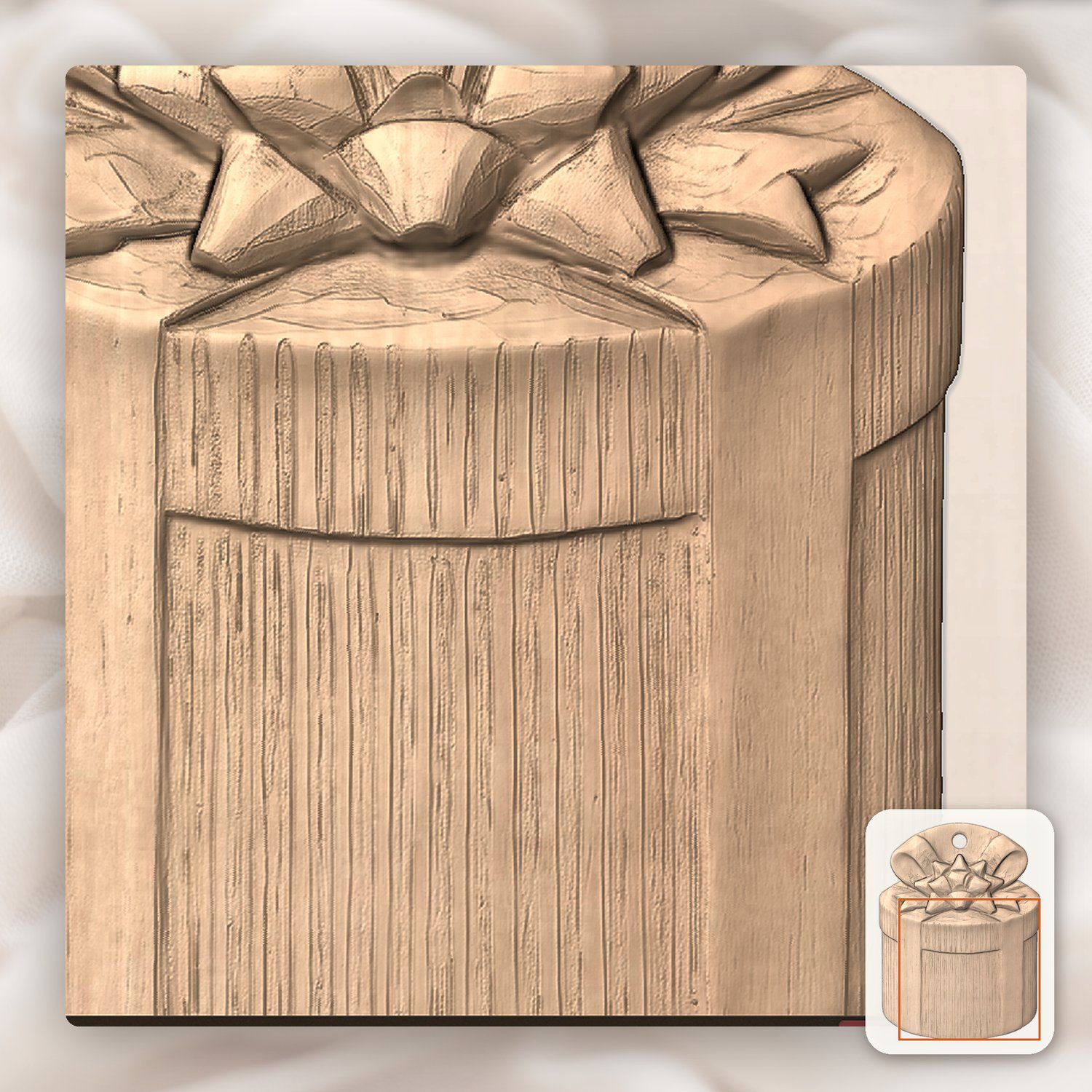 Traditional Gift Box Star Bow Ornament CNC Relief STL bas-relief STL — view 9