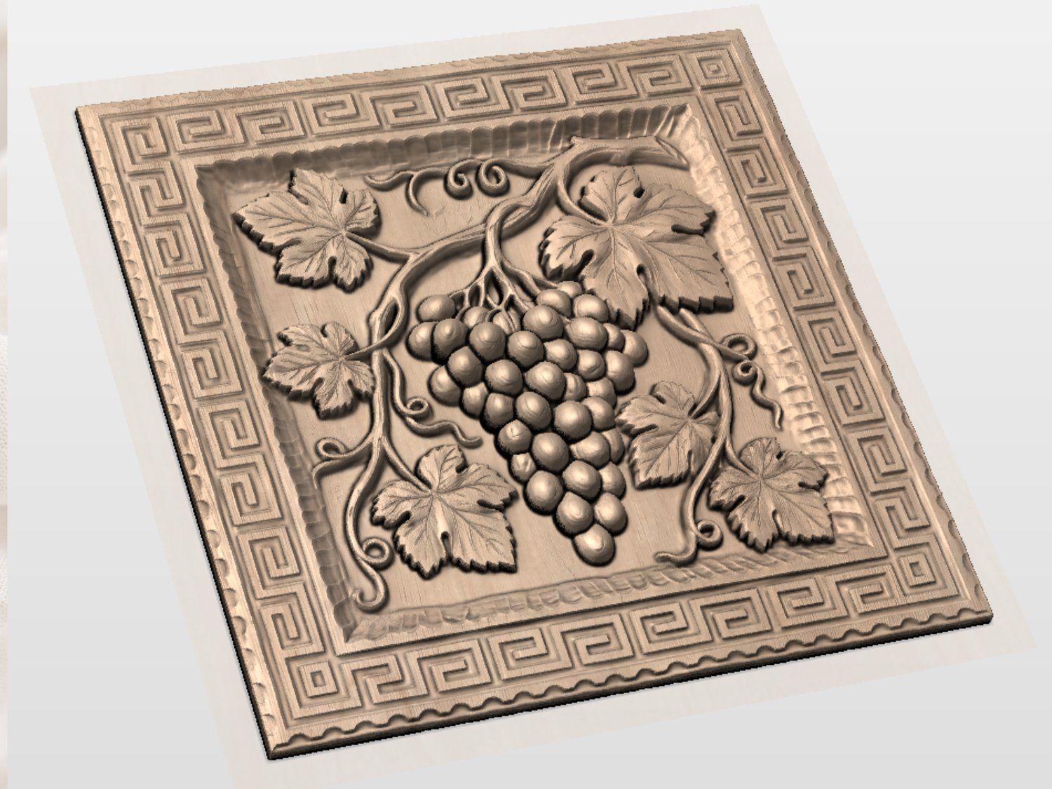Traditional Grapevine Harvest Greek Key Border CNC Relief STL bas-relief STL — view 4