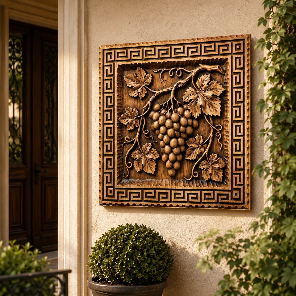 Traditional Grapevine Harvest Greek Key Border CNC Relief STL bas-relief STL — view 7
