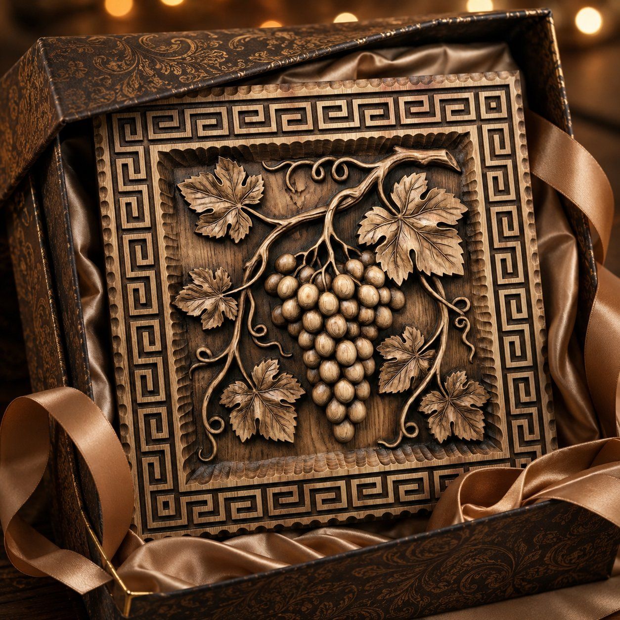 Traditional Grapevine Harvest Greek Key Border CNC Relief STL bas-relief STL — view 8