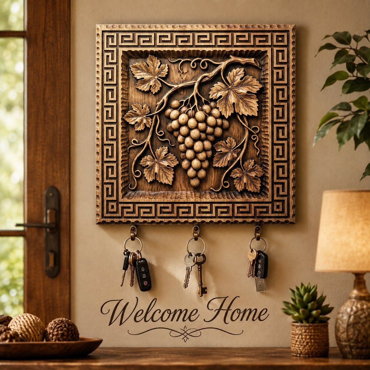 Traditional Grapevine Harvest Greek Key Border CNC Relief STL bas-relief STL — view 9