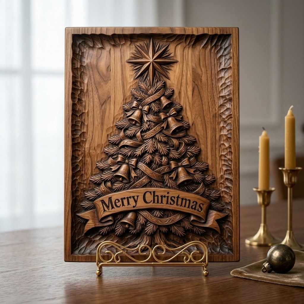 Traditional Holiday Christmas Tree CNC Relief STL bas-relief STL — view 3