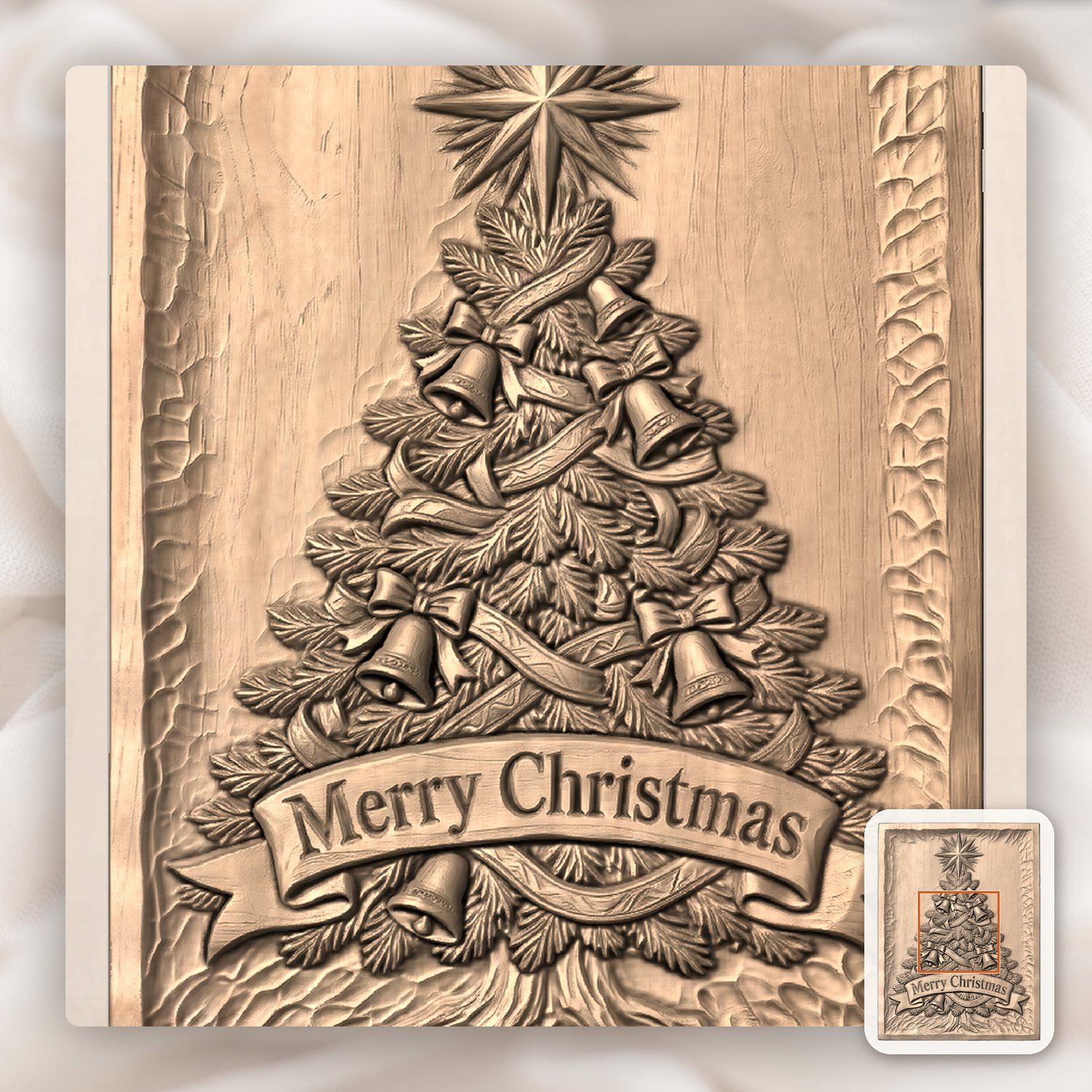 Traditional Holiday Christmas Tree CNC Relief STL bas-relief STL — view 6
