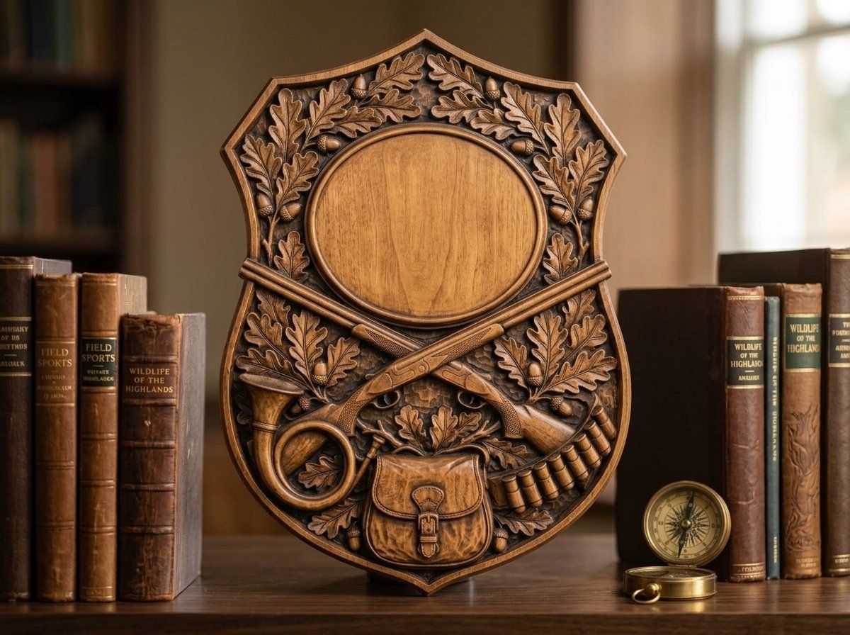 Traditional Hunting Gear Trophy Shield Full Hunt CNC Relief STL bas-relief STL — view 13