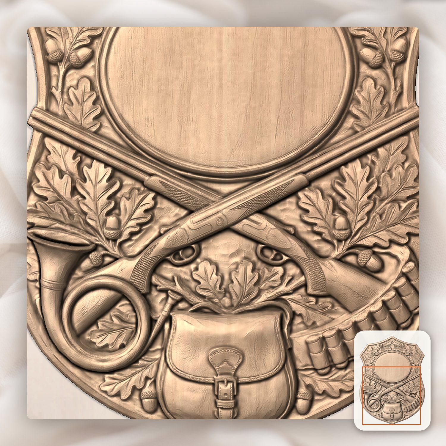Traditional Hunting Gear Trophy Shield Full Hunt CNC Relief STL bas-relief STL — view 6