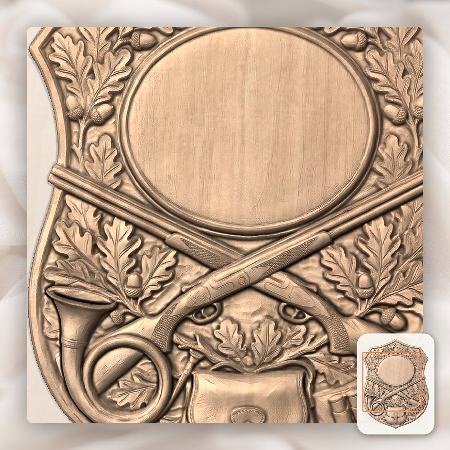 Traditional Hunting Gear Trophy Shield Full Hunt CNC Relief STL bas-relief STL — view 7