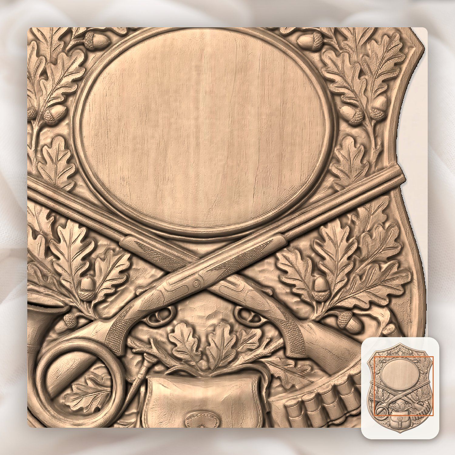 Traditional Hunting Gear Trophy Shield Full Hunt CNC Relief STL bas-relief STL — view 8